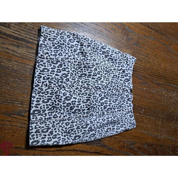 Small Wish List Jeans Cream Brown Muted Color Mini Skirt Stretch Bodycon Leopard - Picture 3 of 4